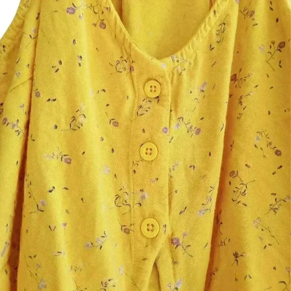 New RVCA Your Escape Yellow Floral Print Knotted Button Up Cropped Tank Top - Picture 6 of 10